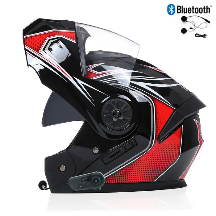 Bluetooth Men's Motorcycle Helmets Full Face Casco for Motorcycles Man Motocross Kask Flip up Casque De Moto  DOT Certified BLD