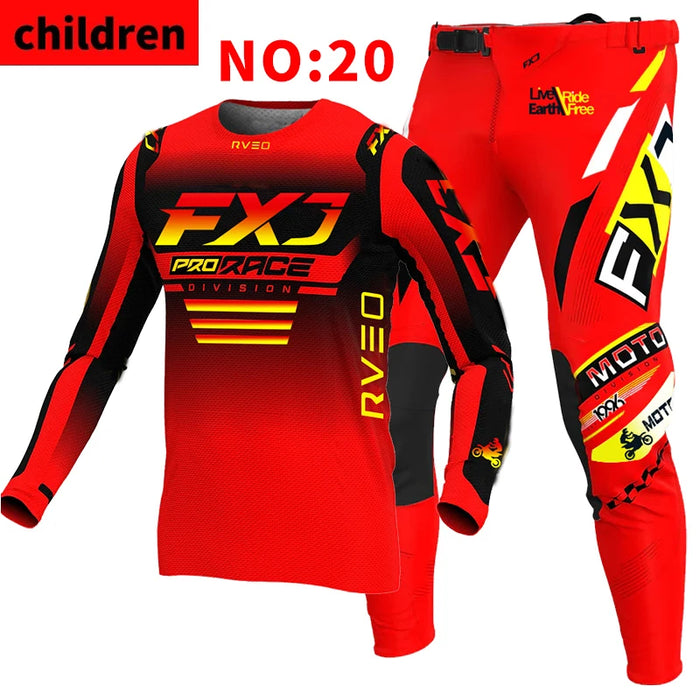 SIZE 20 22 24 26 28 motocross jersey and pants kids FXJ enduro gear set MX Gear Set children Youth MTB DH UTV Racing Sui