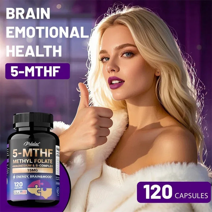 5-MTHF Methylfolate Supplement - Enhances Memory, Focus and Clarity, Boosts Cognitive Function, Energy, Brain and Mood Support S