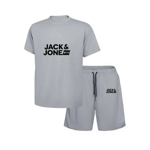New fashionable summer sports suit for men, casual fitness, jogging, basketball, fashionable short sleeved T-shirt+shorts 2 sets