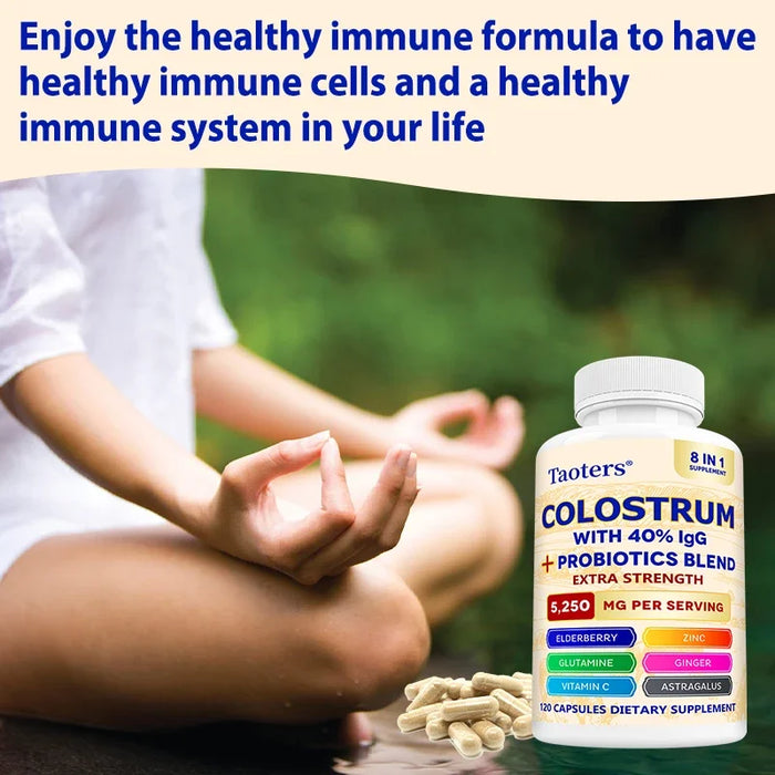 Colostrum Supplement, Contains 40% IgG + Probiotic Mixture, Support Gut, Muscle & Immune Health, Boost Immunity, for Men & Women