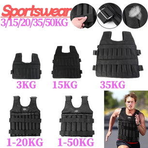 3-50KG Durable Weighted Vest Adjustable Weight Training Exercise Waistcoat Jacket Sand Clothing Boxing Fitness Equipment