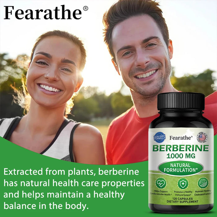Berberine 1000 Mg Supplement, Highly Absorbed, Supports Cardiovascular Health, Regulates Gut Flora Balance, Improves Digestion