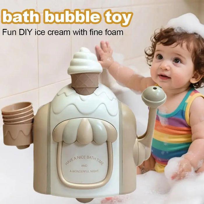 Bath Toy Portable Ice Cream Foam Maker Bath Bubble Toy for Boys Girls Birthday Gift Ice Cream Machine Water Bathroom Toy