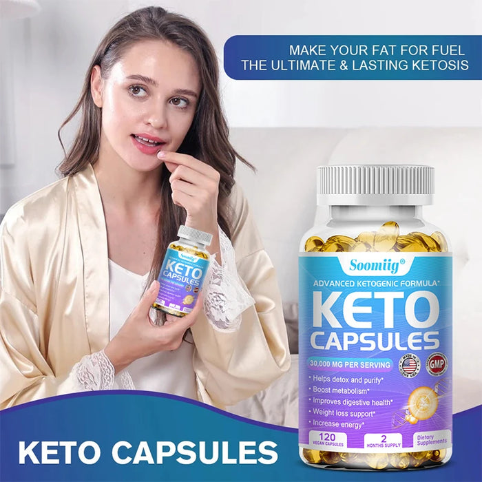 Keto Capsules - Burn Fat, Suppress Appetite, Metabolism, Healthy Weight Management, Digestion & Gut Health, 120 Capsules
