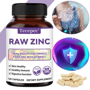 Zinc Vitamins - Raw Zinc Whole Food Supplement with Vitamin C, Vegetarian, for Skin Health, Immune & Digestive Function