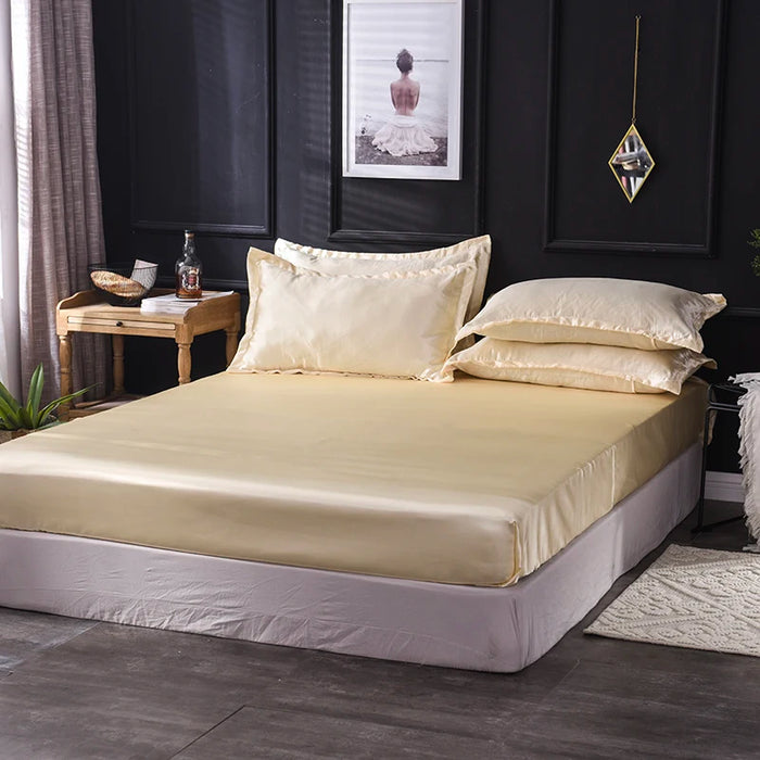 Satin Bedsheet Mattress Cover Faux Silk Flat Sheet Pillowcase Sets Bedspread Bedding Full Queen King Size for Bedroom Home Decor