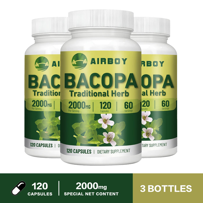 Bacopa Monnieri Extract - Boosts Brain Health, Helps Clear Thinking and Improves Memory,  Enhances Energy and Stamina