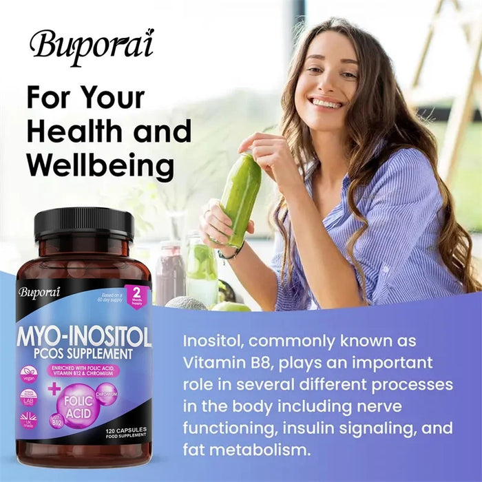Myo-Inositol PCOS Supplement - Promotes Hormonal Balance and Ovarian Health, Regulates Menstrual Cycles, and Improves Mood