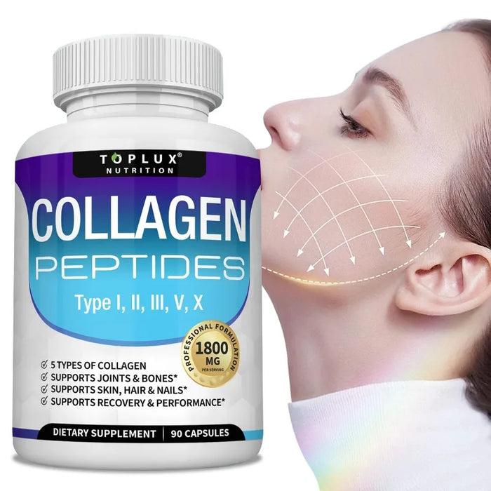 Collagen Peptides 1800mg - Improves Skin Texture and Moisturizes It, Maintains Healthy Skin, Hair, and Nails, Antioxidant