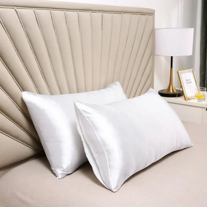 2 pcs Luxurious  Faux Silk Pillowcase Comfortably Soft and Hypoallergenic Satin Pillow Cover Silky Smooth For Good Night's Sleep