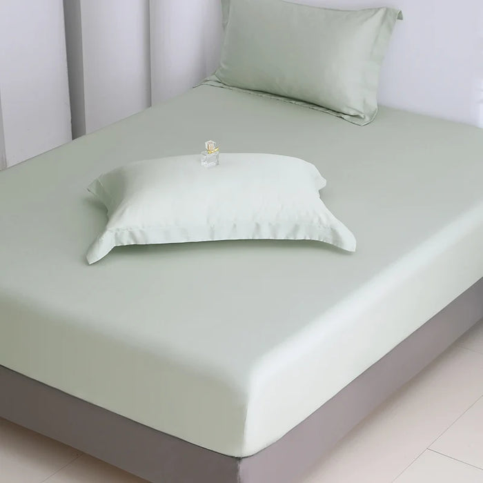 Home Bedding Fitted Sheet Set Bamboo Green Lyocell Fiber Mattress Cover&Pillowcase Eucalyptus Customized Sheet Set Deep Pocket
