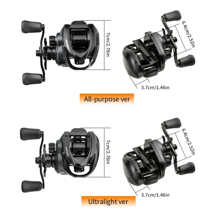 ThunderHawk Baitcasting Reel 7.0:1 Gear Ratio 4.5kg Max Drag Saltwater Ceramic/Stainless Bearings Available 5+1 BB Ultralight