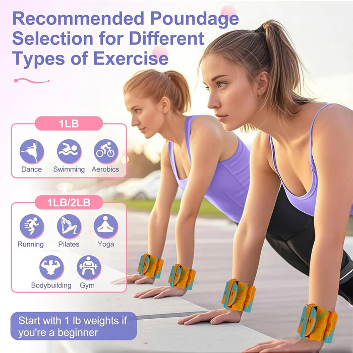 1Pair Ankle Wrist Weights (495g Each) Adjustable Leg Arm Weights, Weighted Wristbands Bracelets for Walking, Running, Yoga