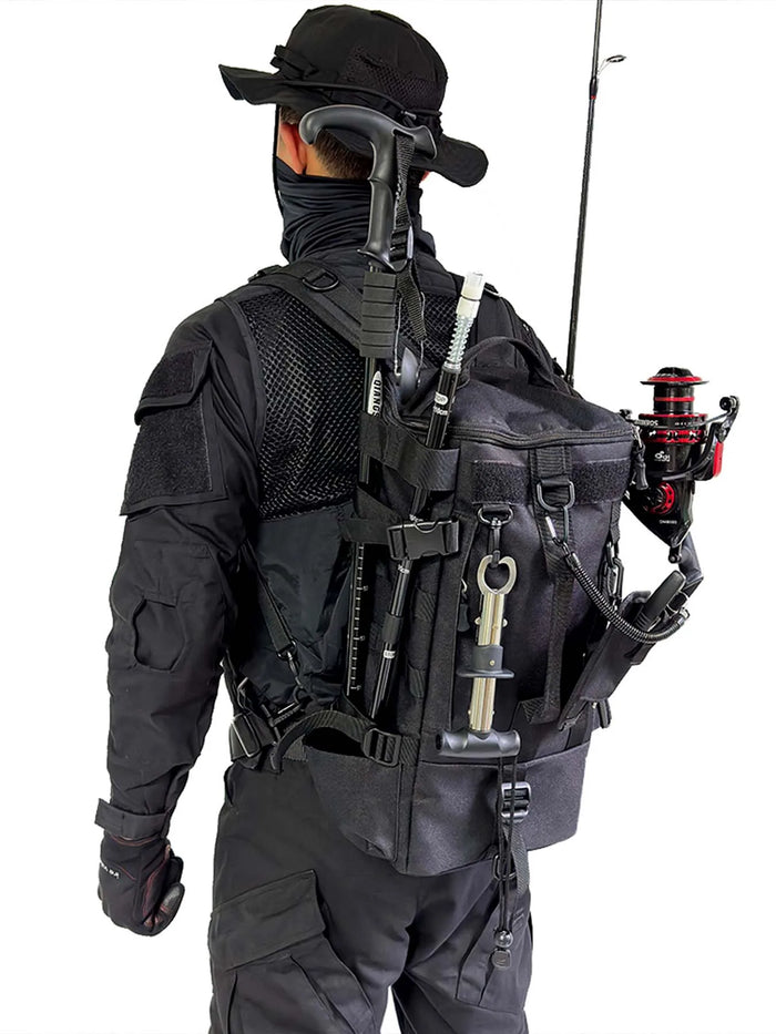 Fishing Backpack, Portable Large Capacity Fishing Gear Bag with Rod Holder, Outdoor Sports Backpack for Fishing Hiking Camping