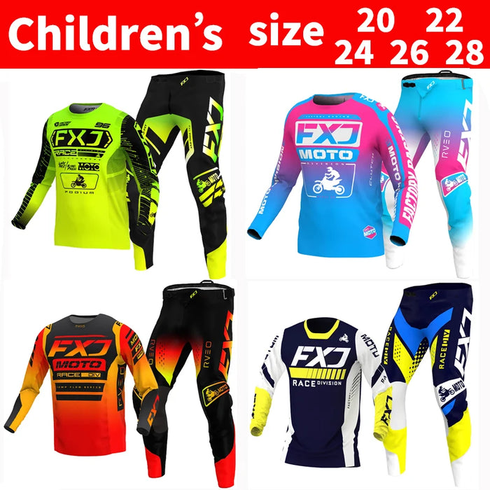 SIZE 20 22 24 26 28 motocross jersey and pants kids FXJ enduro gear set MX Gear Set children Youth MTB DH UTV Racing Sui