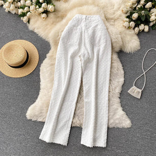 Ripped Jeans for Women Casual Streetwear New Spring Autumn High Waist Straight Leg Pants Fashion White Blue Denim Trousers