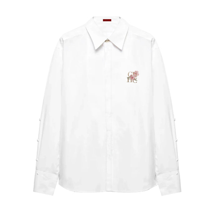 Women Blouse Casual Long Sleeve Shirts Embroidered Flowers Elegant Lapel Loose Shirt Single Breasted Solid Office Female Shirts