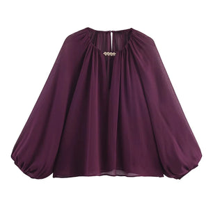 2025 Autumn Blouses For Women Translucent Elegant Ruffles Blouse Female Long Sleeve High Street Long Sleeve Casual Shirt Top