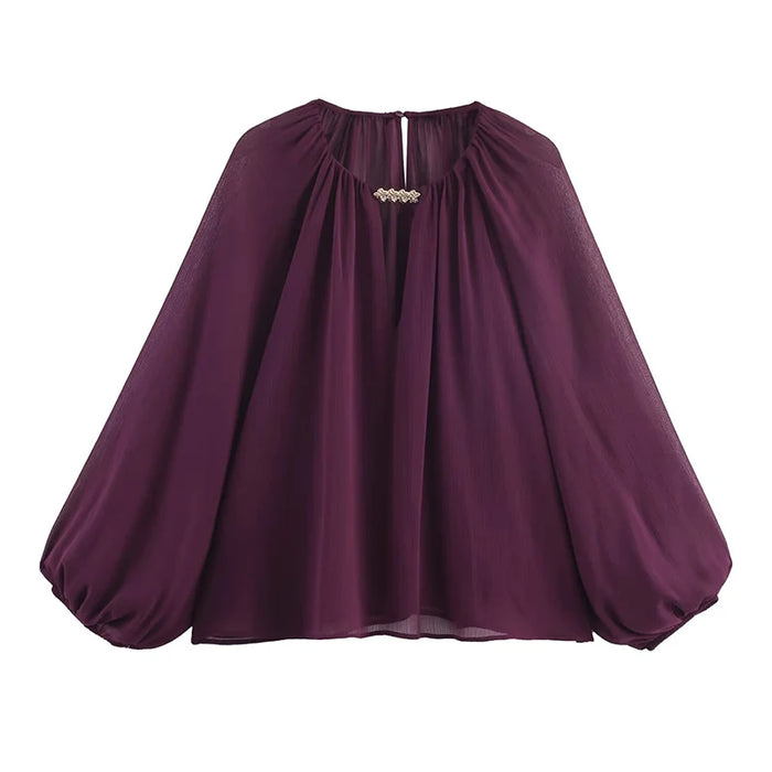 2025 Autumn Blouses For Women Translucent Elegant Ruffles Blouse Female Long Sleeve High Street Long Sleeve Casual Shirt Top