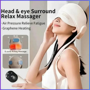 Smart Air Pressure Relaxation Head Massager with Graphene Heating and Eye Hot Compress Electric Therapy Device for Better Sleep