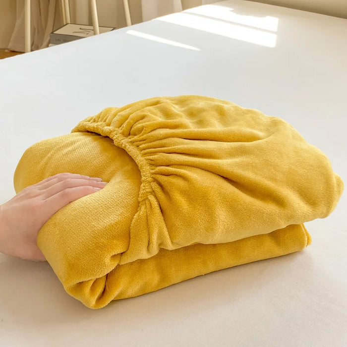 Warm Flannel Fitted Bed Sheet, Soft Comfortable Bed Sheets,Coral Fleece Mattress Cover,Plush Bedsheet,Autumn,Winter Home Bedding