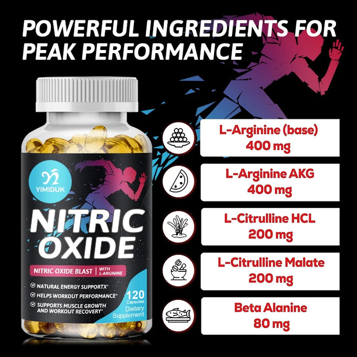 Nitric Oxide Supplement - L Arginine, Supports Muscle Growth and Workout Recovery - Helps Athletic Performance