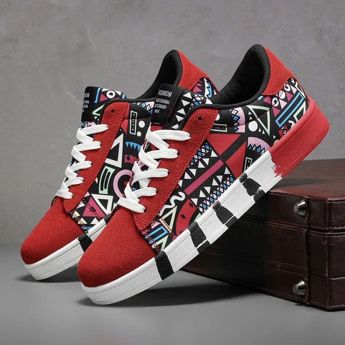Hot Sale Fashion Red Printed Skateboarding Shoes Men Women Comfy Skater Sneakers Big Size 46 Sports Shoes Zapatos De Skateboard