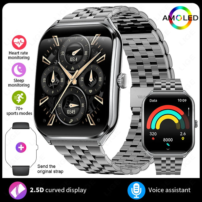 New Ultra-Thin Smartwatch for Men Women -  Bluetooth Call  with IP67 ， GPS Tracking, All-Day Health Monitor ， Fitness Watch