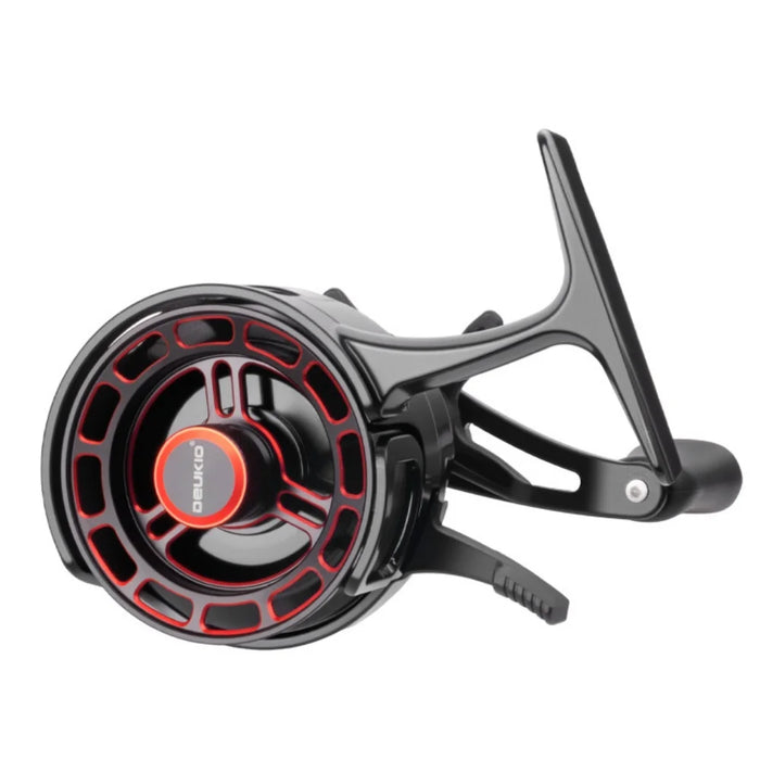 High-Foot Ice Fishing Reel 3.2:1 Gear Ratio 3+1BB Bearings Magnetic Brake For Raft Bridge Sea Fishing Black Red/Gold Left Hand