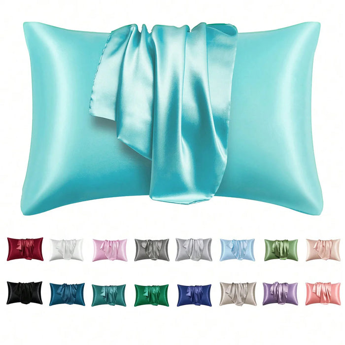 2 pcs Pillowcase for Hair and Skin, Silk Satin Pillowcase  Pillow Cases Set of 2， Silky Pillow Cover with Envelope Closure