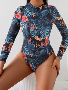 Ladies 2025 One-Piece High Collar Backless Fashionable Swimsuit Long Sleeve Suitable for Summer Beach And Swimming Pool