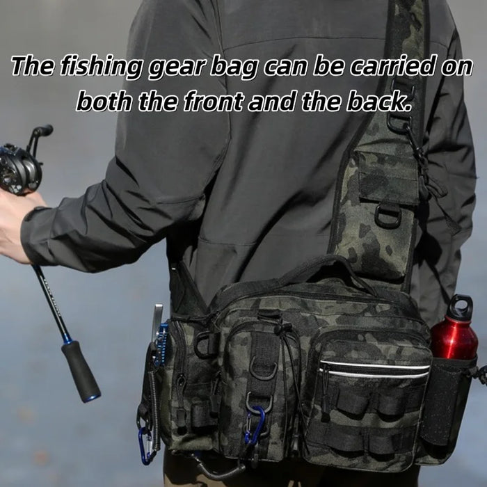 Fishing Tackle Backpack with Bait Box Storage Men Outdoor Rod Support Bag Waterproof Gear Bag for Fishing Camping Hiking