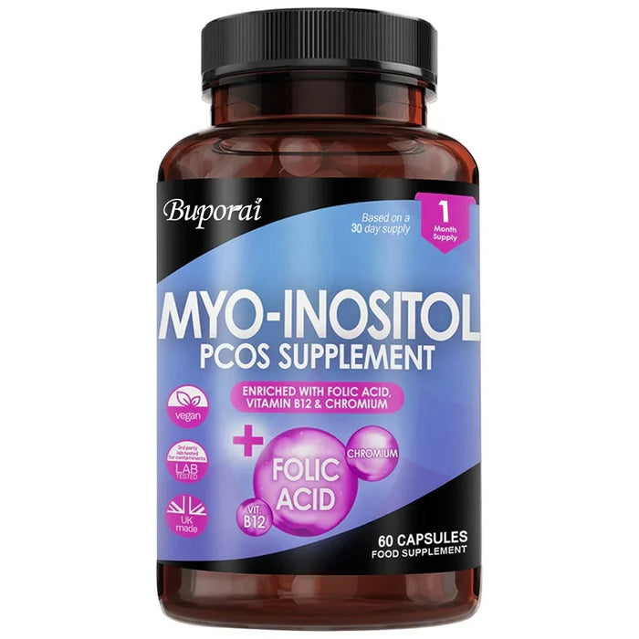 Myo-Inositol PCOS Supplement - Promotes Hormonal Balance and Ovarian Health, Regulates Menstrual Cycles, and Improves Mood