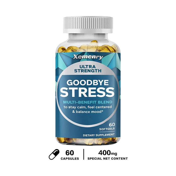Stress Relief Capsules with GABA, L-Theanine, Mood & Stress Relief 120 Capsules Gluten Free Non-GMO, Improve Memory