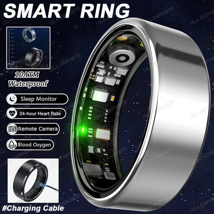 2025 New Smart Ring Blood Oxygen Heart Rate Sleep Monitor Sports GPS Tracking Remote Care 10ATM Waterproof Men Women Smartring