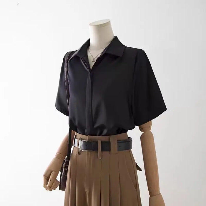 Summer Women's Blouse Casual Loose Short Sleeve Ladies' Shirt Fashion White Pullover Button Up Female Clothing Elegant Waman Top