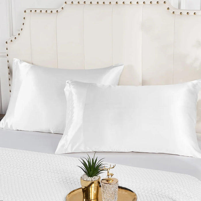 2 pcs Pillowcase for Hair and Skin, Silk Satin Pillowcase  Pillow Cases Set of 2， Silky Pillow Cover with Envelope Closure