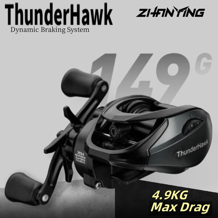 ThunderHawk Baitcasting Reel 7.0:1 Gear Ratio 4.5kg Max Drag Saltwater Ceramic/Stainless Bearings Available 5+1 BB Ultralight
