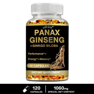 Panax Ginseng + Ginkgo Biloba - Increases Energy, Mood, Stamina & Performance Supports Mental Health