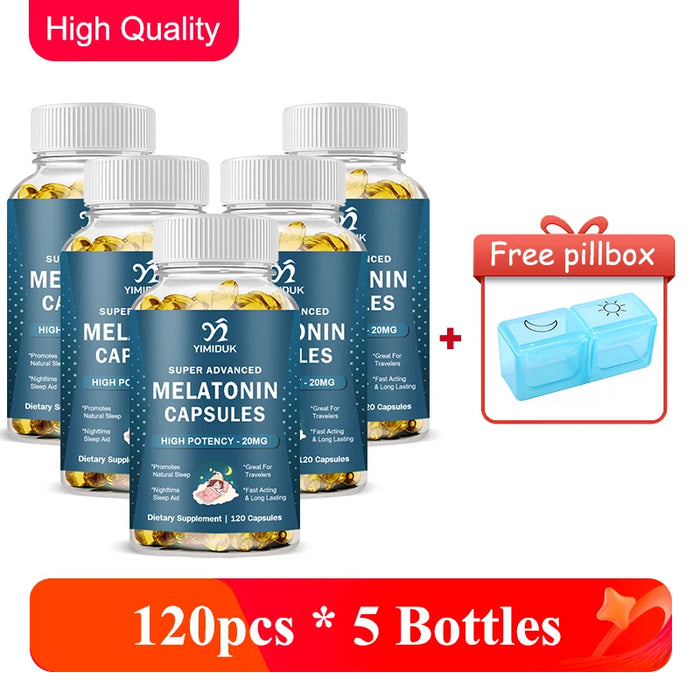 Melatonin Capsules, for Promote Relaxation & Restful Sleep Naturally, Deep Sleep & Wake Up Refreshed, Great for Travelers, Vegan