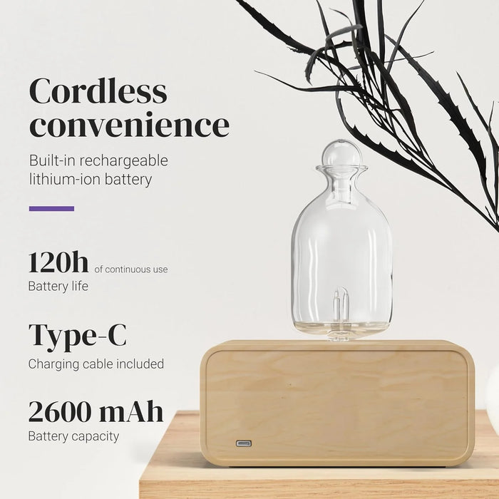 Essential Oil Diffusers for Aromatherapy Battery Operated Diffuser Air Aroma Diffuser Wood & Glass Oil Diffuser for Home Office