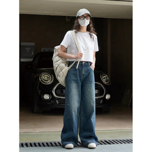 Women's High Waist Wide Leg Jeans Spring Summer Casual Loose Fit Solid Color