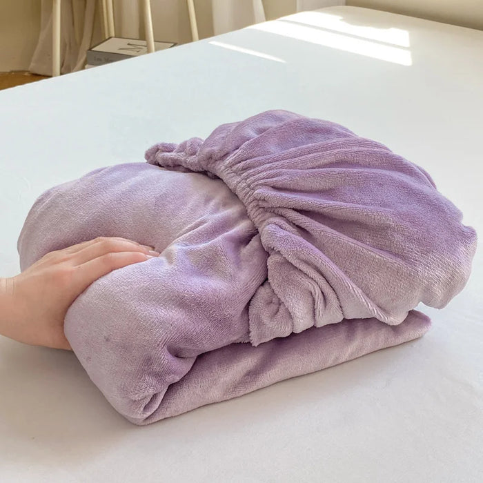 Warm Flannel Fitted Bed Sheet, Soft Comfortable Bed Sheets,Coral Fleece Mattress Cover,Plush Bedsheet,Autumn,Winter Home Bedding