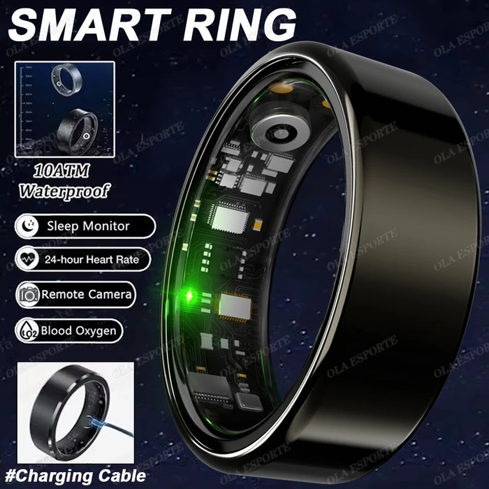 2025 New Smart Ring Blood Oxygen Heart Rate Sleep Monitor Sports GPS Tracking Remote Care 10ATM Waterproof Men Women Smartring
