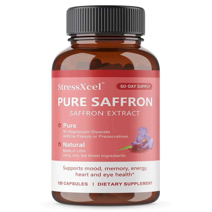 Saffron Supplements - Pure Saffron Extract Capsules - Boost Energy & Mood, Support Eye & Heart Health,Natural,GMO-Free