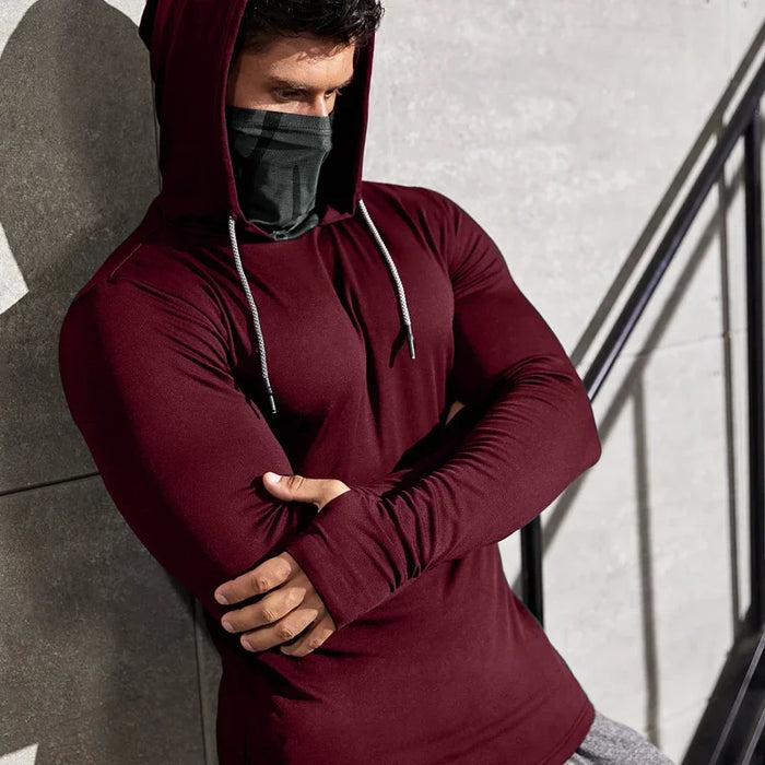 Mens Fitness Tracksuit Running Sport Hoodie Gym Joggers Hooded Outdoor Workout Athletic Clothing Muscle Training Sweatshirt Tops