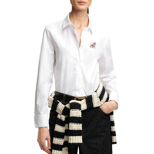 Women Blouse Casual Long Sleeve Shirts Embroidered Flowers Elegant Lapel Loose Shirt Single Breasted Solid Office Female Shirts