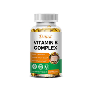 Daitea Compound VitaminB Capsules VB B1 B2 B3 B5 B6 B7 B9 B12 Better Mood Assists Nervous System &Energy Support Supplement