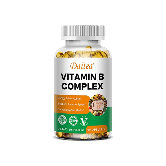 Daitea Compound VitaminB Capsules VB B1 B2 B3 B5 B6 B7 B9 B12 Better Mood Assists Nervous System &Energy Support Supplement